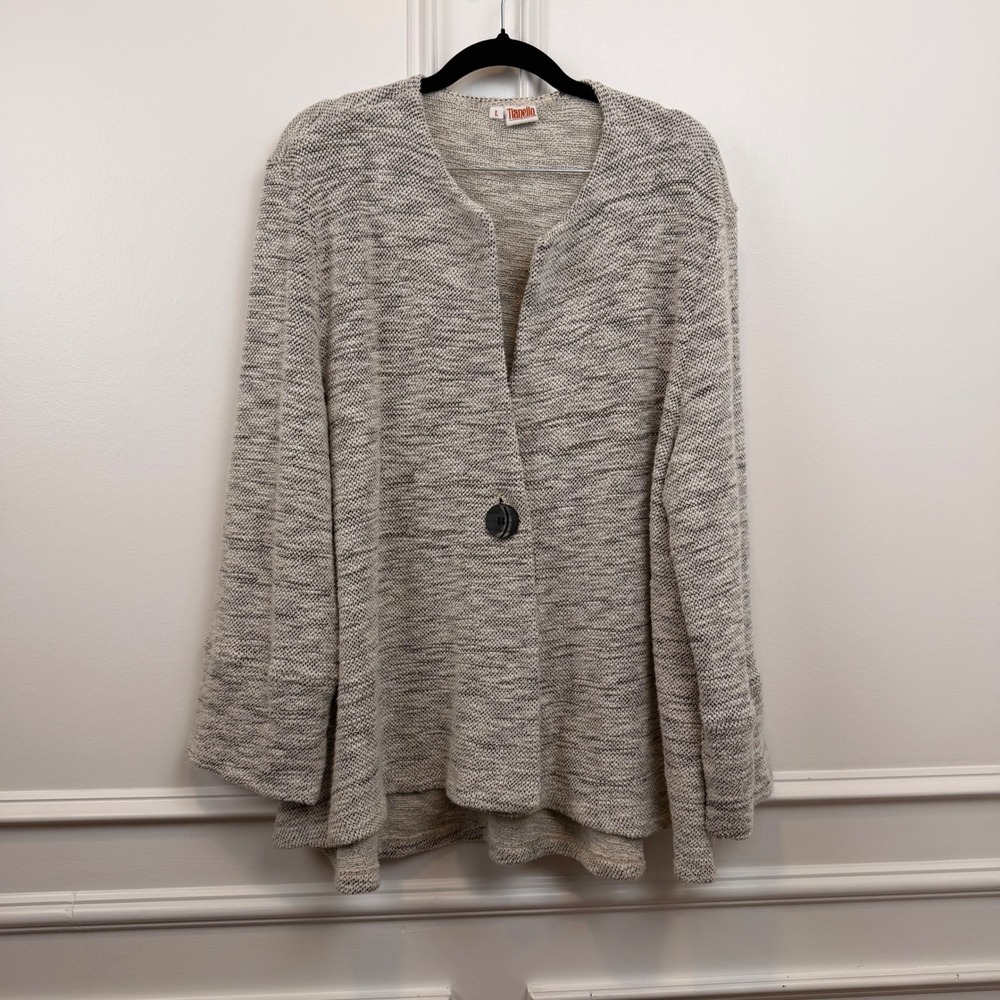 Tianellow Steve Barraza‎ Landon Jacket Womens Large Grey Boucle Knit Button